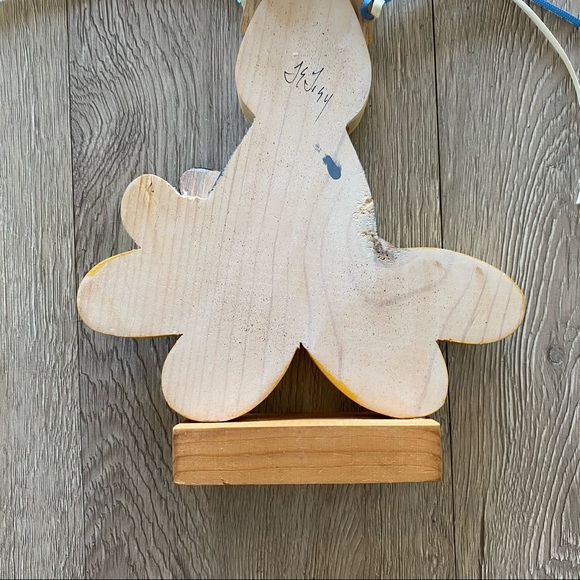 Vintage Wooden 7.5” Hand-painted Bunny Rabbit with Bird - Picture 3 of 10